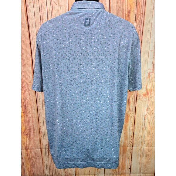 FootJoy FJ Mens Blue Floral Golf Polo Shirt Medium - Picture 2 of 8